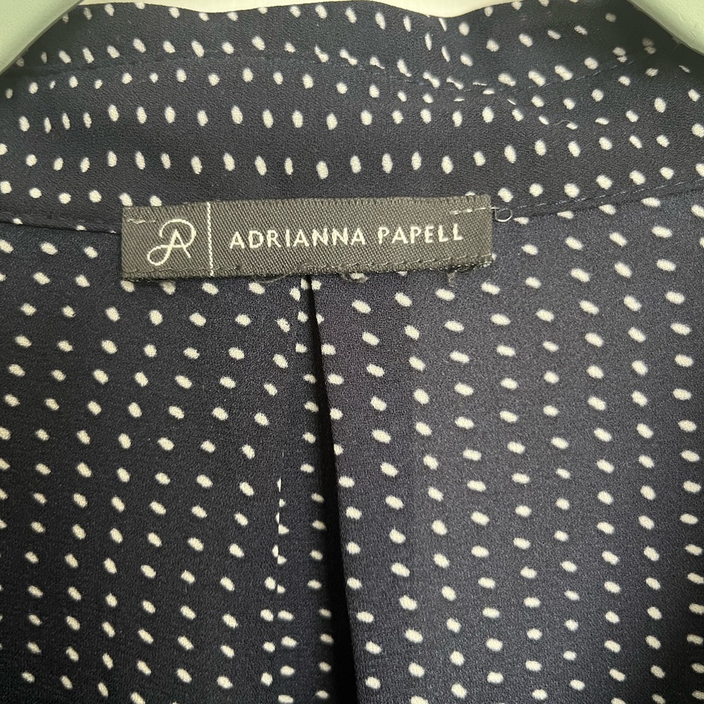 Adrianna Papell Midnight Blue Dotted Sleeveless Shirt, Size Large